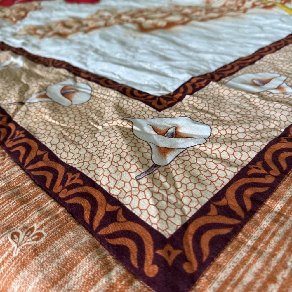 Vintage Orange Calla Lily Floral Zippered Duvet Cover Bedspread Retro 70x84